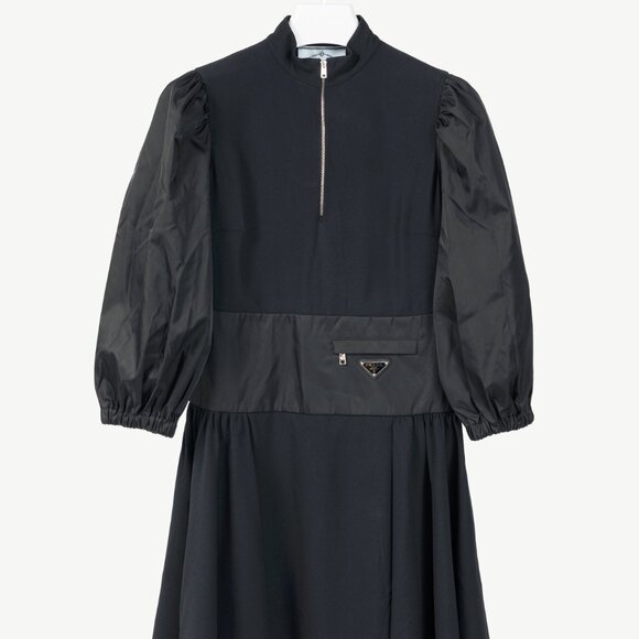 Prada Black Re-Nylon Patchwork Zip Mini Dress - Picture 1 of 15